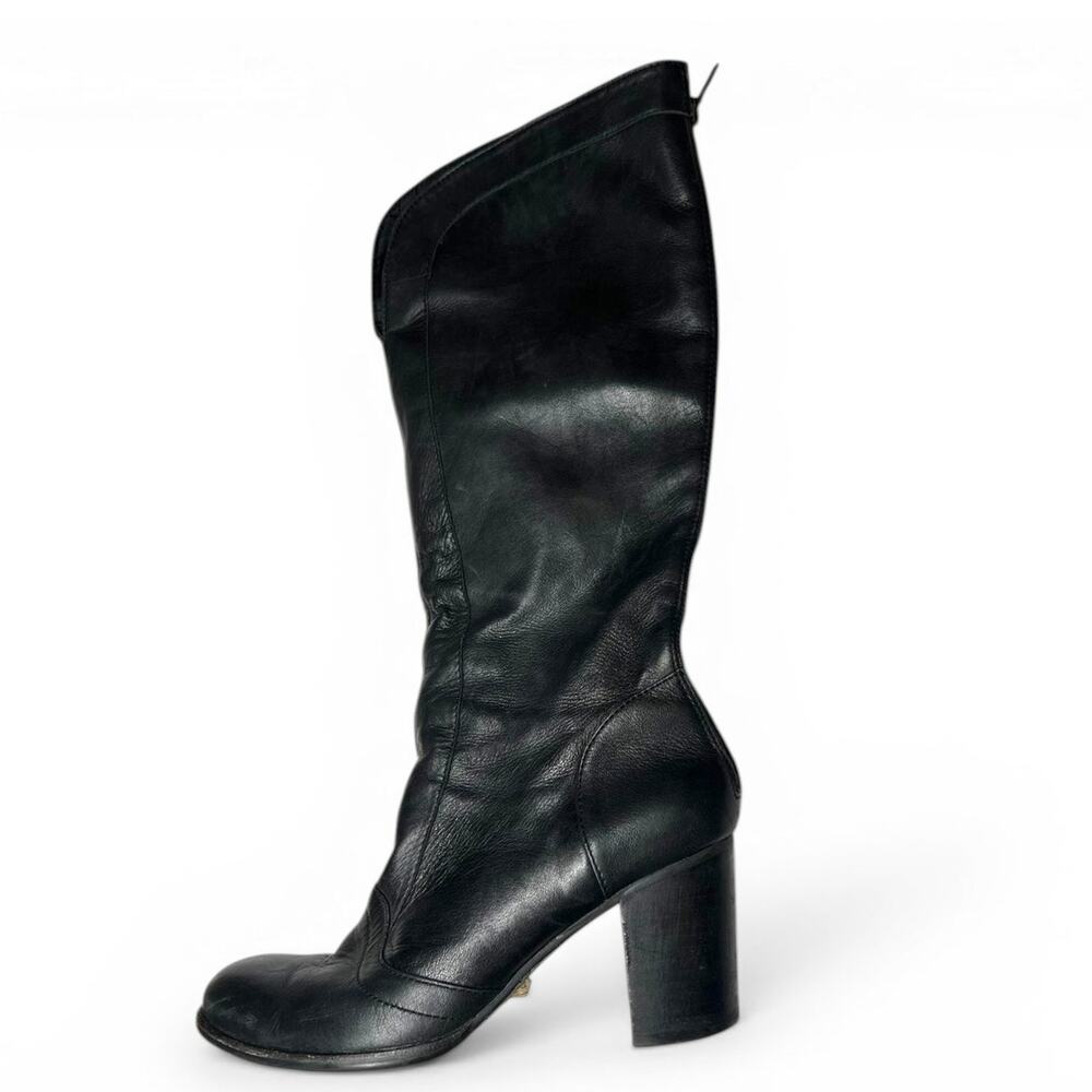 Luca Stefani 5.5 Italian Luxury leather below knee high heeled boots ridding - Picture 2 of 10